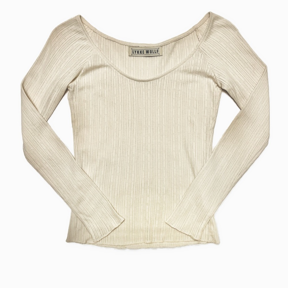 Lykke Wullf Swan Knit Top Beige Vintage S